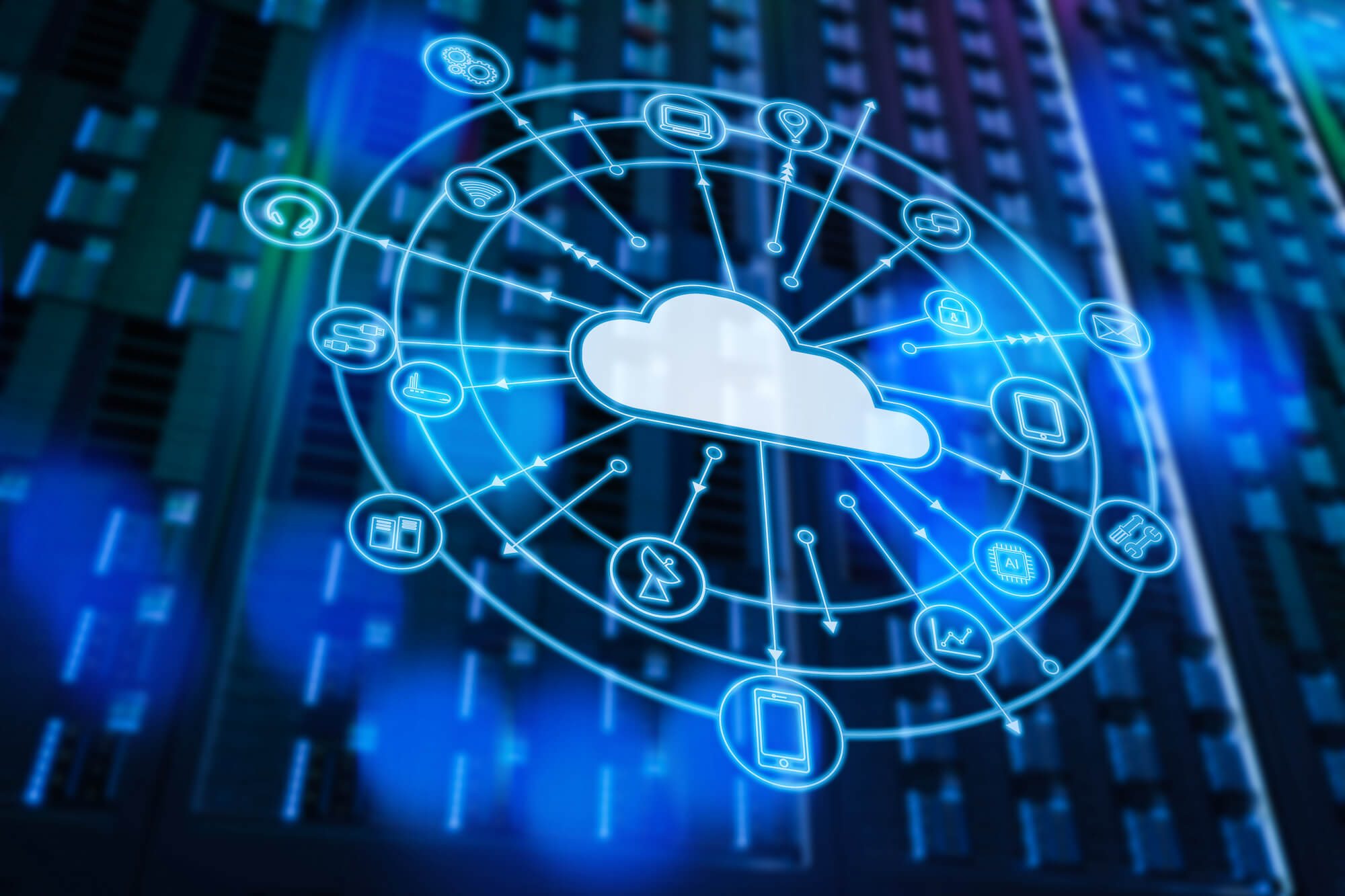 The cloud with icons representing different technologies